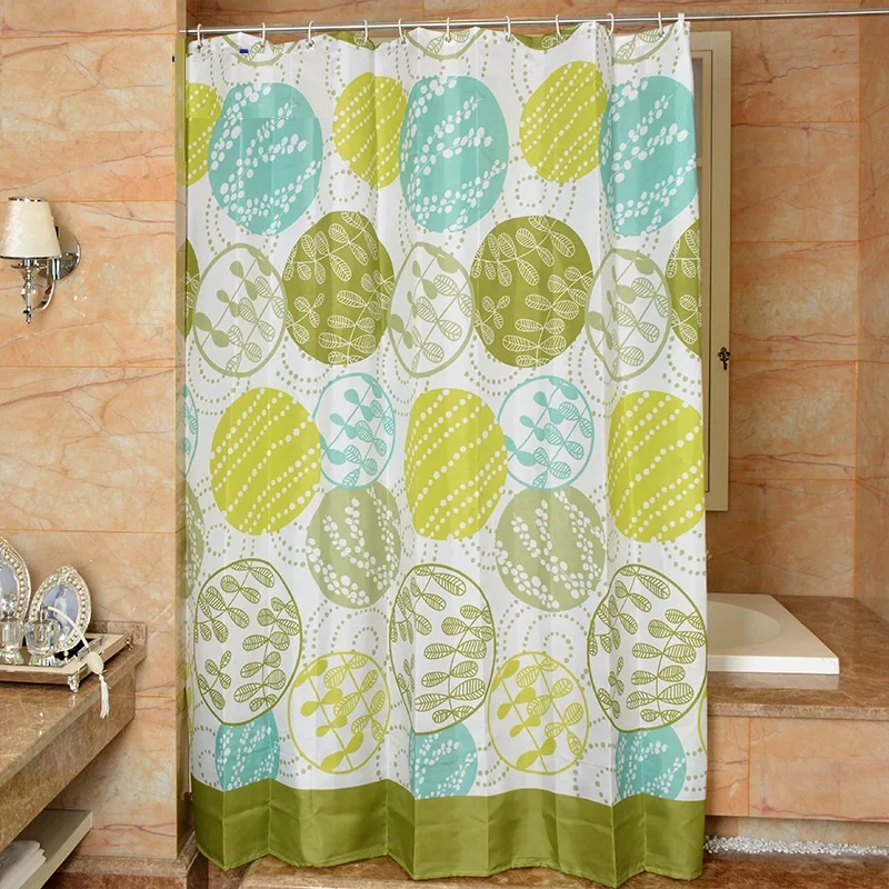 Pastoral Style Shower Curtain Green Waterproof Anti Mildew Bathroom