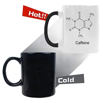 

11oz Theobromine Caffeine Chemistry Morphing Mug Heat Sensitive Color Changing Coffee Mug Cup with Quotes, Unique Funny Birthday