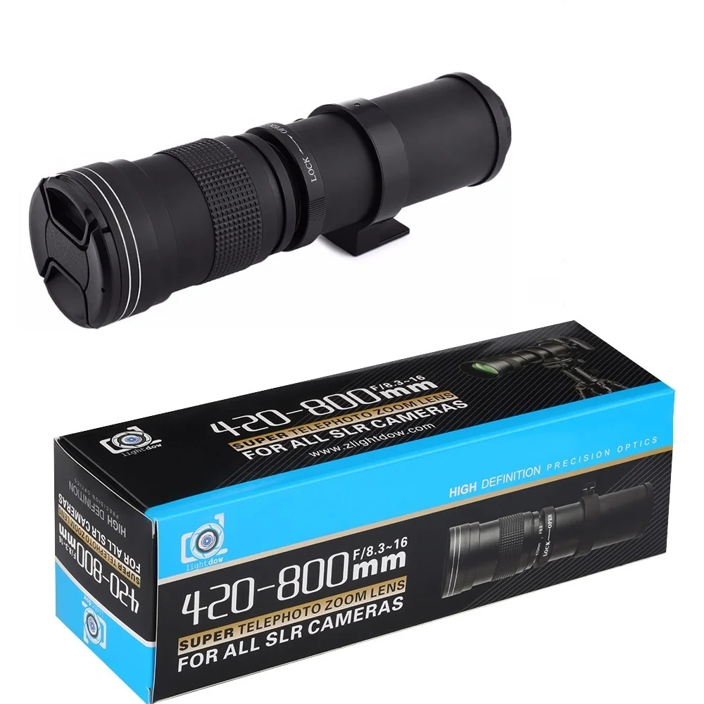 Lightdow 420-800 мм F8.3-16 супер телеобъектив ручной зум-объектив+ T2-NEX переходное кольцо для камер sony E-Mount NEX6 A6000, A7, A7R