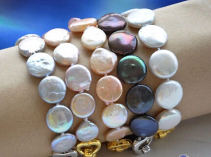 

Miss charm Jew 332 wholesale 8" 14mm coin freshwater pearl bracelet 10pcs