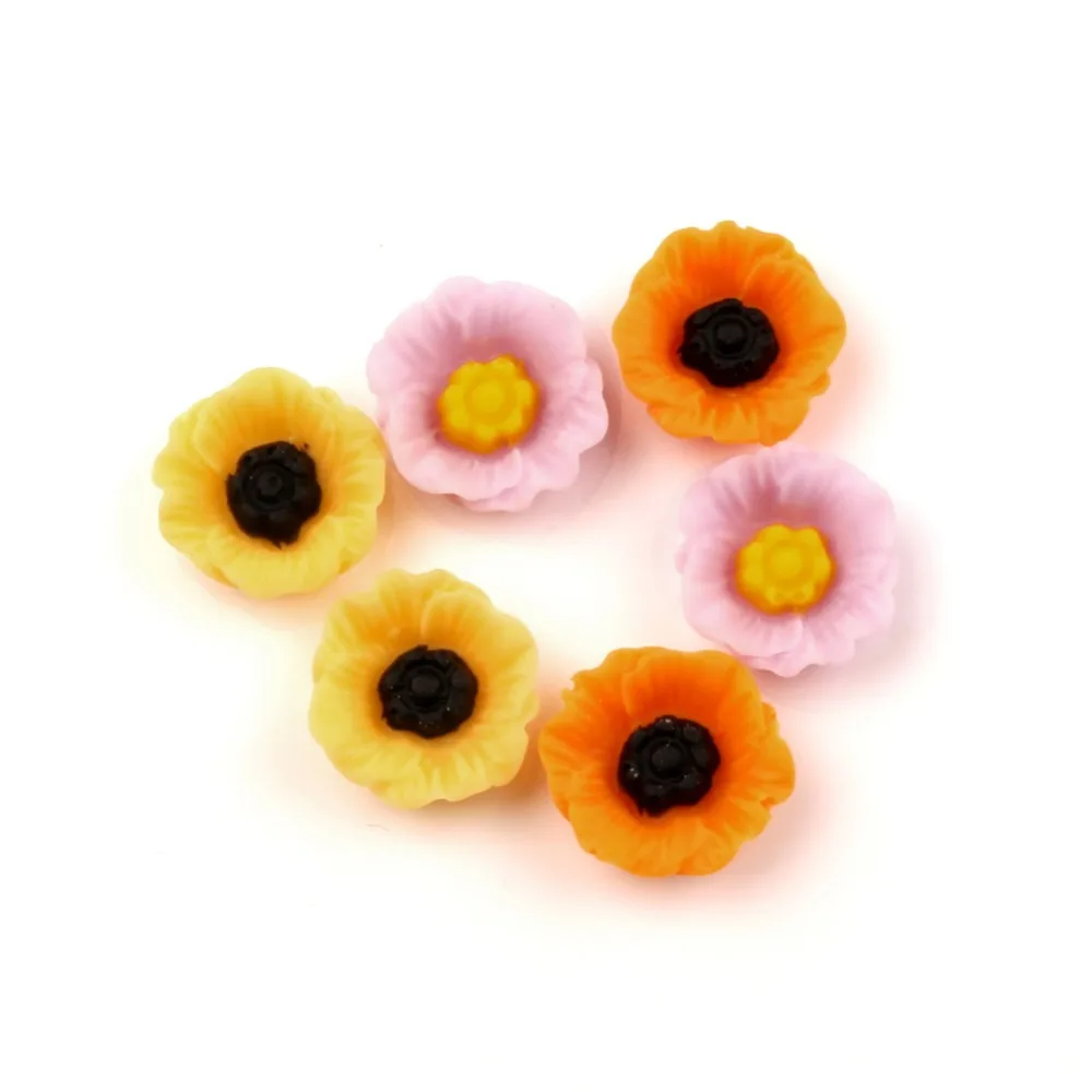 50 шт 12 мм смешанный Кабошон из смолы с цветком плоские с оборота украшения для скрапбукинга Diy аксессуары
