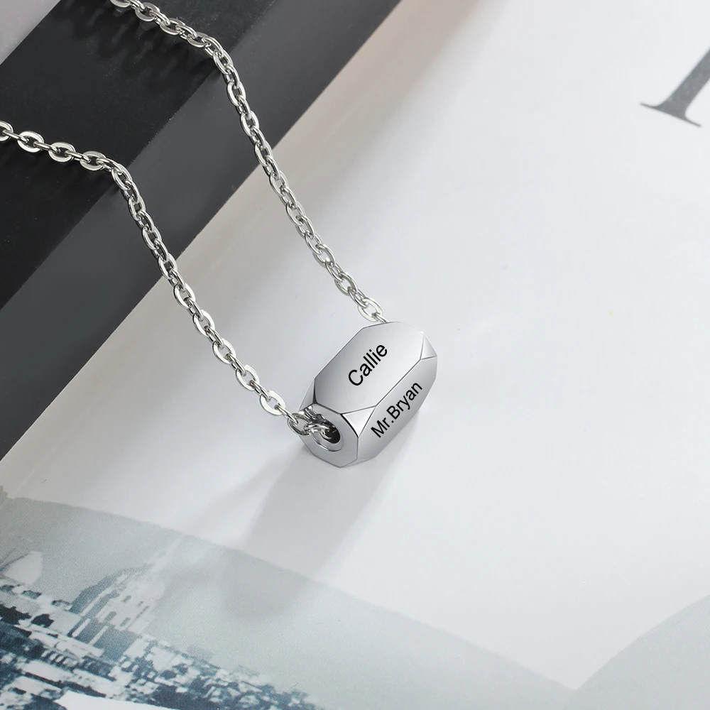 Personalised Gift 3 Color Engraved Name Necklace Strip Pendant Fashion Stainless Steel Necklaces & Pendants (JewelOra NE103090)