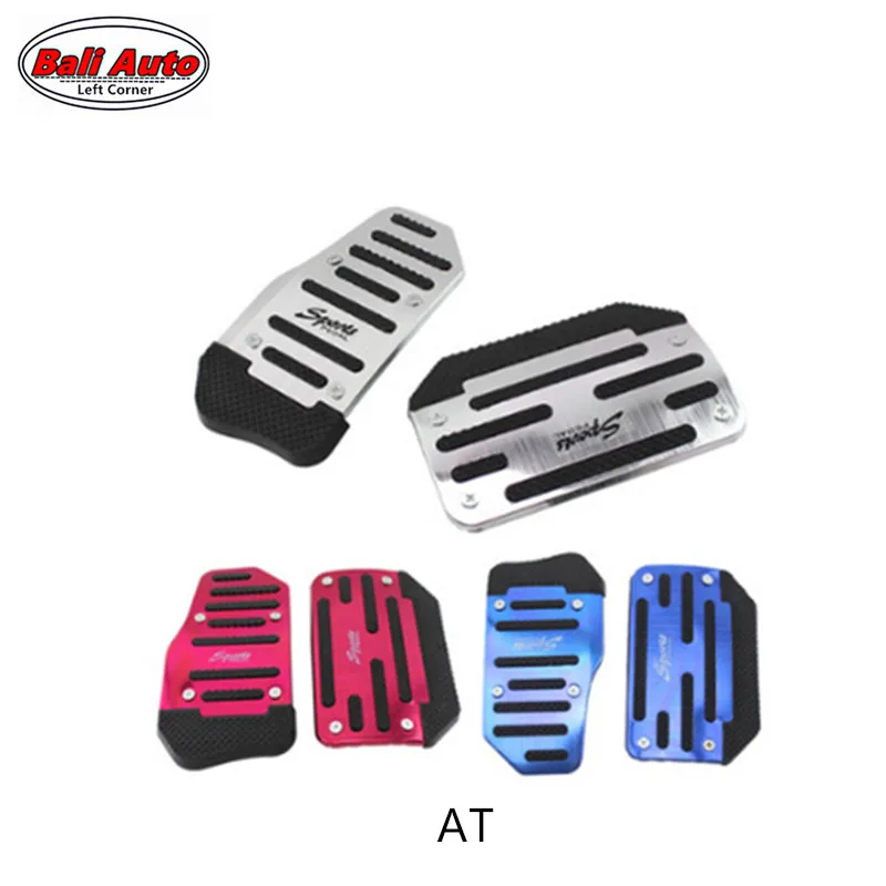 

Left Corner AT Universal Aluminum Manual Transmission 2 pcs Non-Slip Car Pedal Cover Set Kit Pedali Red/Blue/Silver car styling