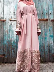 Мусульманское этническое шикарное платье с блестками Дубай 2019