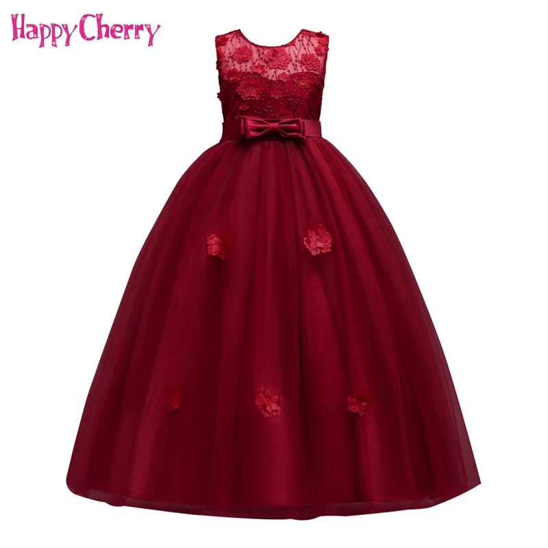 

Children Sleeveless Gown Wedding Dress for Teenagers Girls 2018 Performance Dresses Princess Birthday Evening Party Outfits