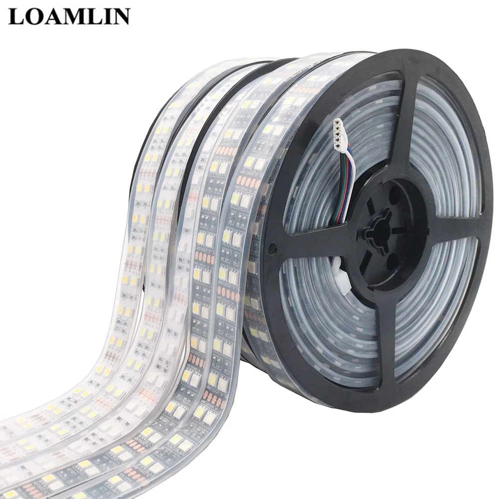Koop 5050 Dubbele Rij RGB LED Strip Waterdicht 120 LEDs m 5M Zwart Wit PCB RGBW RGBWW LED Licht DC 12V 24V IP30 IP67