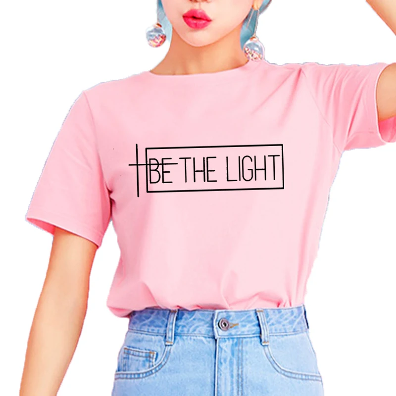 

Be The Light T-shirt Christian Graphic Tee Gift For Women Faith TShirts Trend Girls Tops Fashion T Shirts For People With Faith