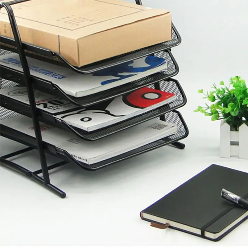 

Office Supplies Multi-Layer Finishing Metal Iron Net File Tray A4 File Rack Four-Layer Pumping Data Shelf Storage Supplies