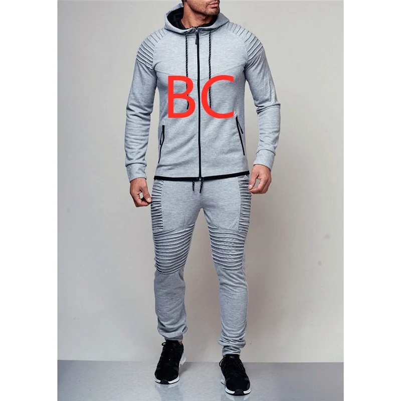 

BC Man Sets New Men's Autumn Hoodies Tracksuit Set Male Zipper Pleated Sweatshirt Sweatpants High Street Jackets Sets M-4XL Coat
