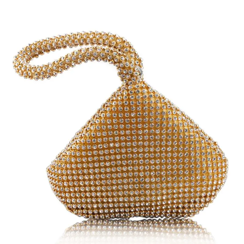 Модная винтажная Женская треугольная сумка с блестками, кошелек, клатч, вечерняя роскошная сумка, для вечеринки, выпускного вечера, женская маленькая сумка на ремешке, Новинка - Цвет: Золотой