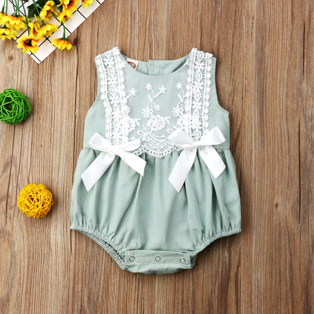

2020 New Summer Infant Newborn Romper Baby Girl Clothing Lace Ruffles Jumpsuit Cute Bow Sunsuit Baby Rompers