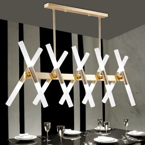 

Modern Simple Rectangle Restaurant lindsey Chandelier Nordic Golden Creative Personality Fashion Living Room Bedroom Chandeliers