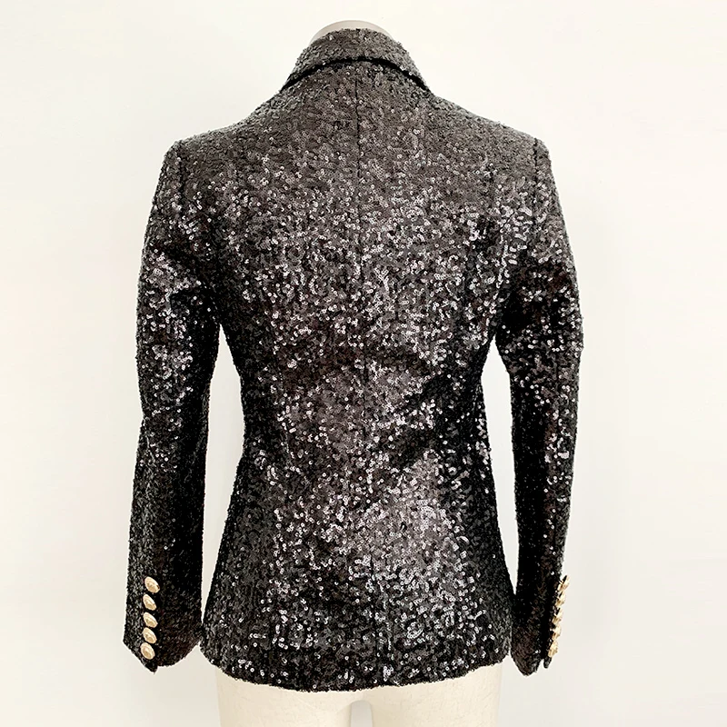 High Quality Black Long Sleeve Blazer Women 2019 New Elegant Sequin Double Breasted Blazer Spring Autumn Ladies Clothes High Quality Black Long Sleeve Blazer Women 2019 New Elegant Sequin Double Breasted Blazer Spring Autumn Ladies Clothes