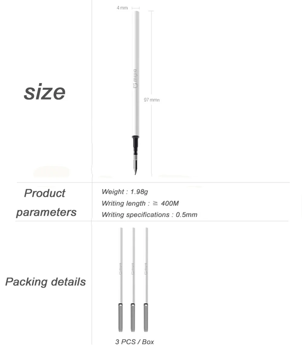3 шт. Xiao mi jia Sign Pen чернила mi Pen 9,5 мм ручка для подписи PREMEC гладкая швейцарская заправка mi Kuni японские чернила