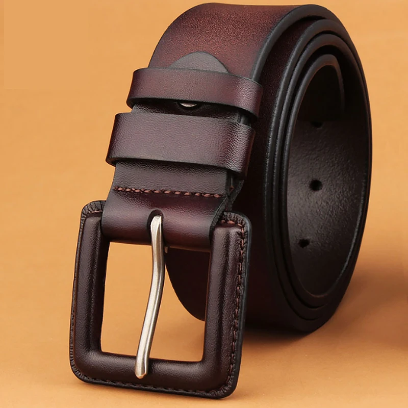 

Vintage Soft Genuine Leather Designer Belt Male High Quality Men Real Leather Belt Brown Overweight Large Size Belt Cowboys P003