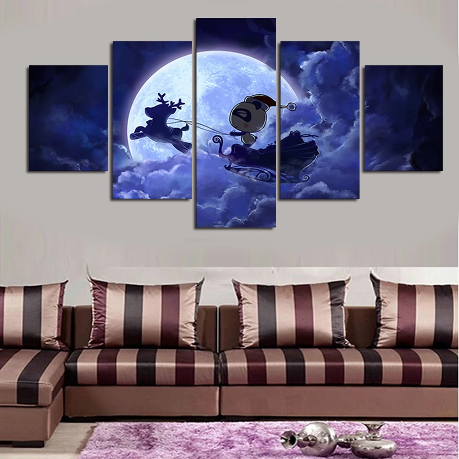 aliexpress : buy 5 panels romantic purple night canvas aliexpress : buy 5 panels romantic purple night canvas
