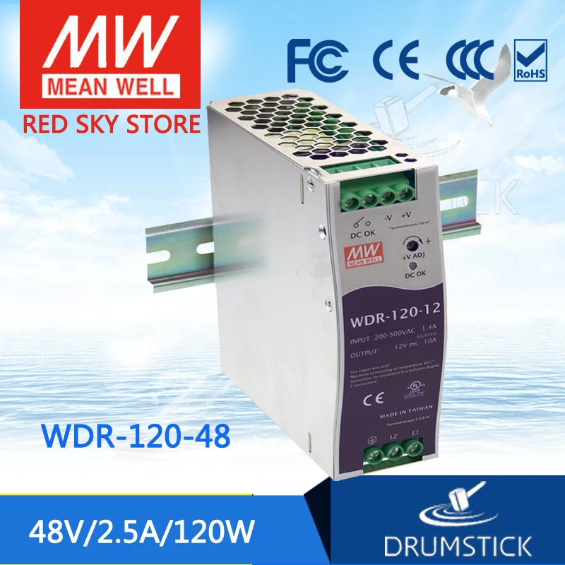 Hot sale MEAN WELL WDR-120-48 48V 2.5A meanwell WDR-120 48V 120W Single Output Industrial DIN RAIL Power Supply Hot sale MEAN WELL WDR-120-48 48V 2.5A meanwell WDR-120 48V 120W Single Output Industrial DIN RAIL Power Supply