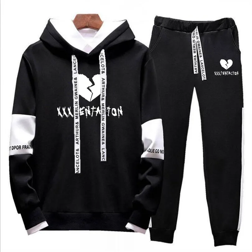 

2018 Autumn/Winter XXXTentacion Revenge Kill Hip Hop Hoodies Sweatshirts And Sweatpants Men Two Piece Set Hooded Suit Velvet 4XL