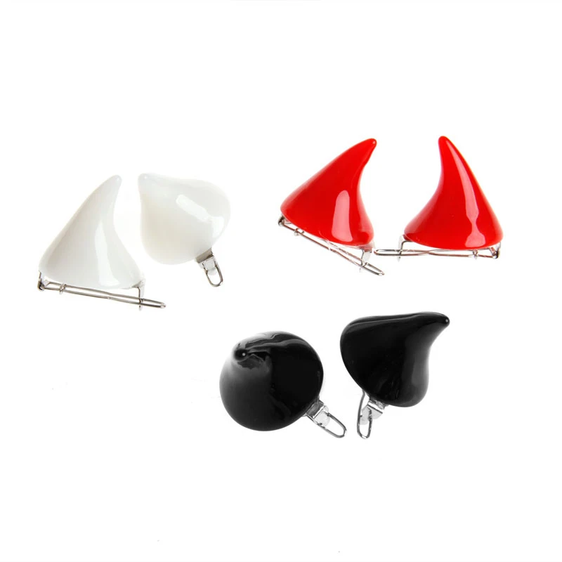 

1 pair Girl Fashion Solid Plastic Resin Clips Women Stereo Devil Horn Ear Clip Chic Halloween Cosplay Hair Clip Hairpin