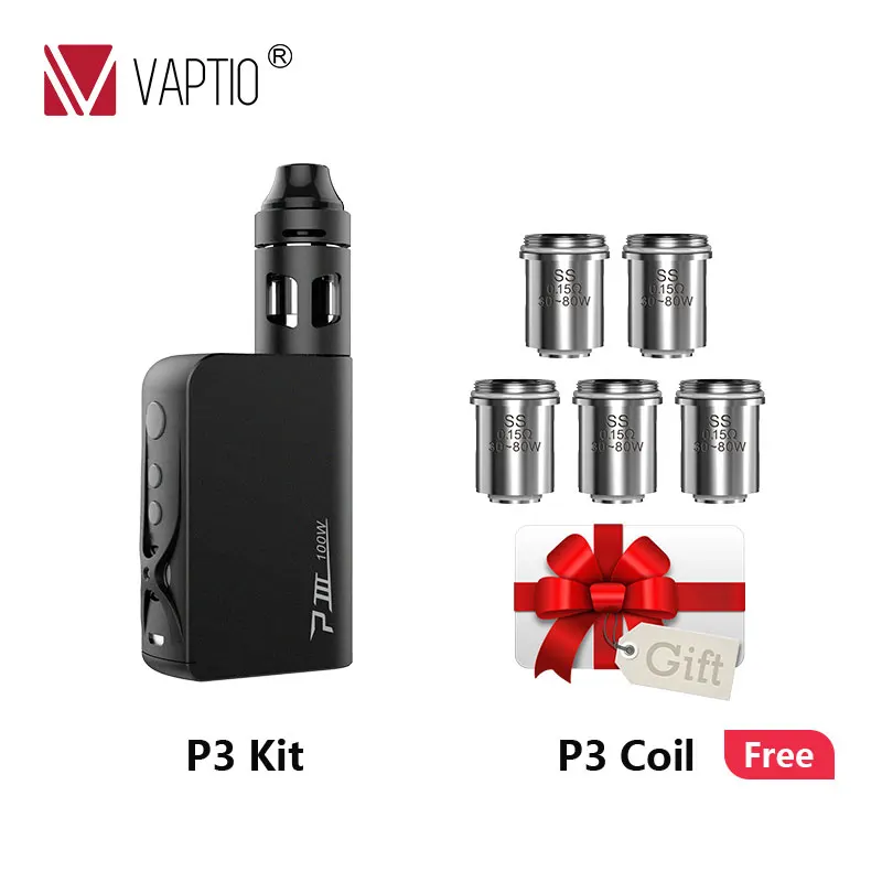 

100W Vaptio P3 E cigarette starter kit with 2.0ml Top Fill Tank Atomizer Electronic Cigarette VS Vaporesso TC Kit