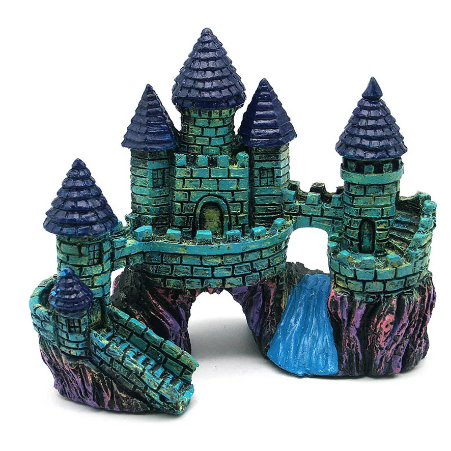 

Cute 2018 Cartoon resin castle aquariums castle decoration aquarium fish tank tower Home Decor Purchasing Art drop shipping