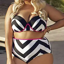 Бикини 1 компл. большой размер Бюстгальтер купальный пикантные женские плавки бикини в полоску Новые женские плюс размер купальники