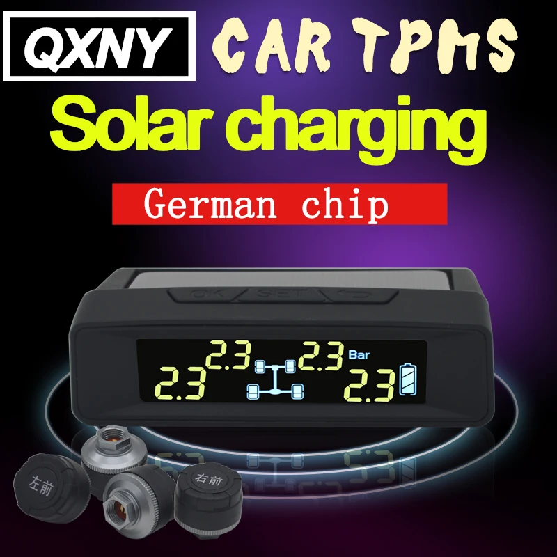 

NY-T06 Car Tire Pressure Monitoring Intelligent System Solar Power Wireless LED Display TPMS with 4 Internal Sensor