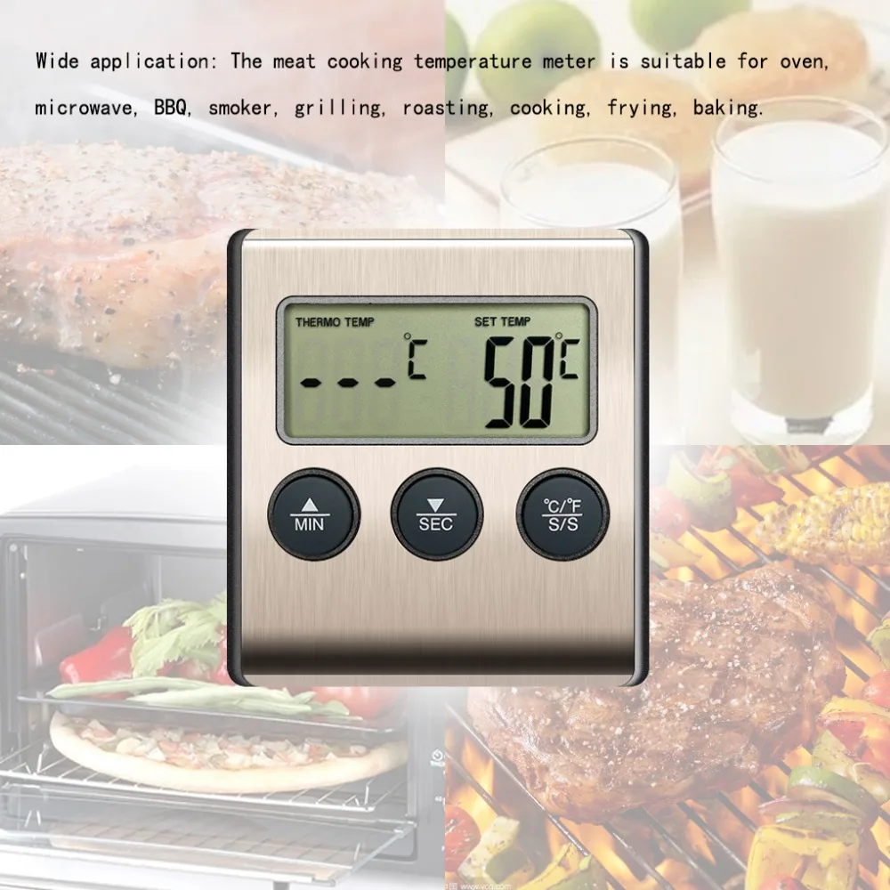 Цифровой ЖК-дисплей зондовый пищевой термометр Таймер посуда для выпечки Кухня барбекю Мясо измеритель температуры приготовления пищи