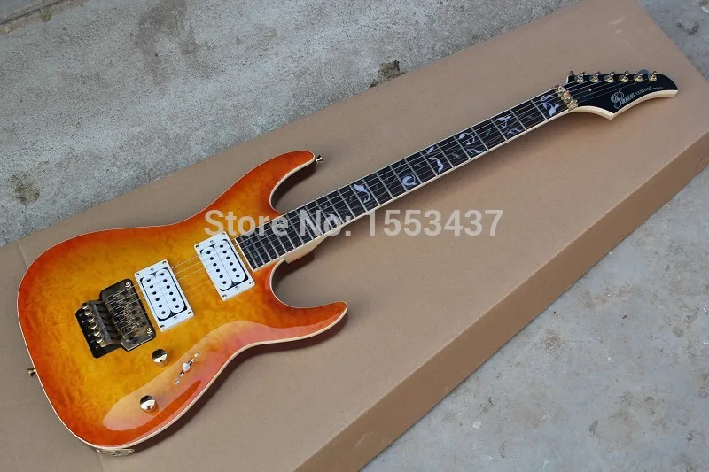 

Free shipping2014 wholesale new arrival custom orange electric guitar pensa guitar with floyd rose tremolo system 1112