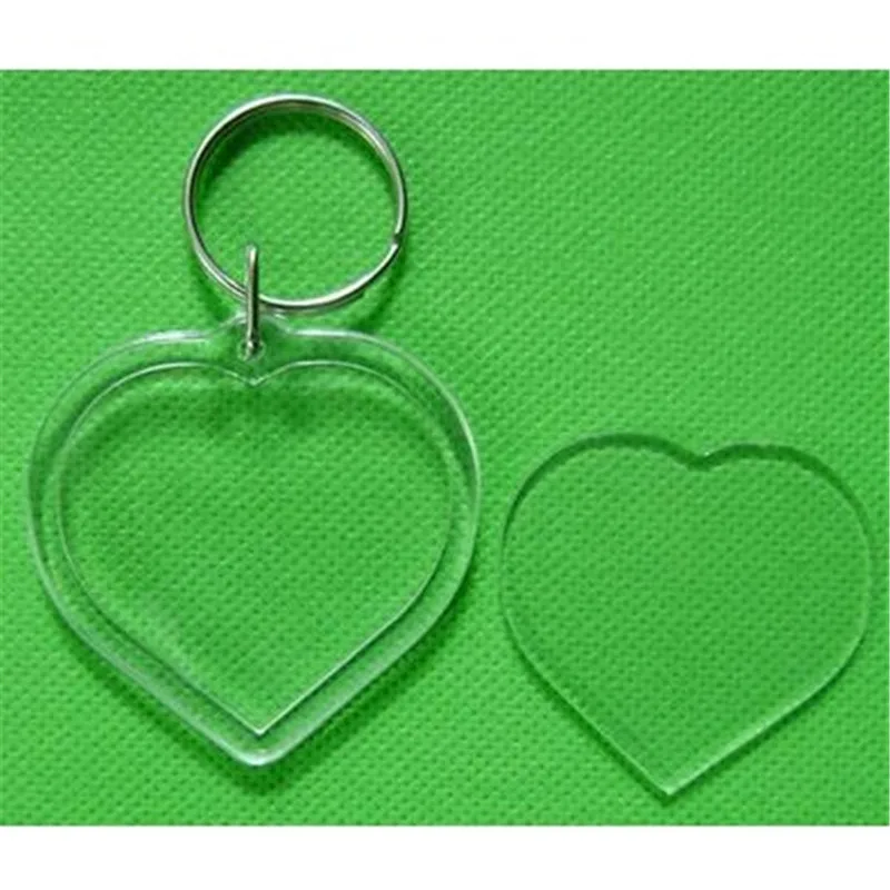 600pcs/lot Novelty Heart Shaped Blank Acrylic Picture Frame Keychains