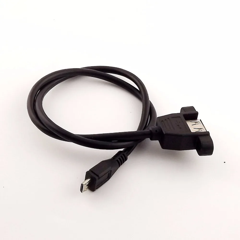 10 قطع usb 2.0 ألف أنثى المقبس لوحة جبل ل مايكرو 5 دبوس ذكر محول كابل بيانات 50 سنتيمتر