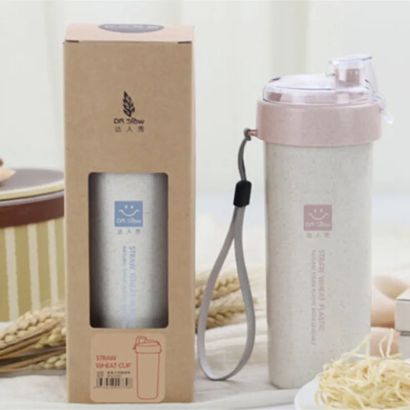 New 400ml Wheat Straw Plastic Water Bottles/Space Whey Protein Dispenser Degradable Shaker My Sport Bicycle Bottle | Дом и сад