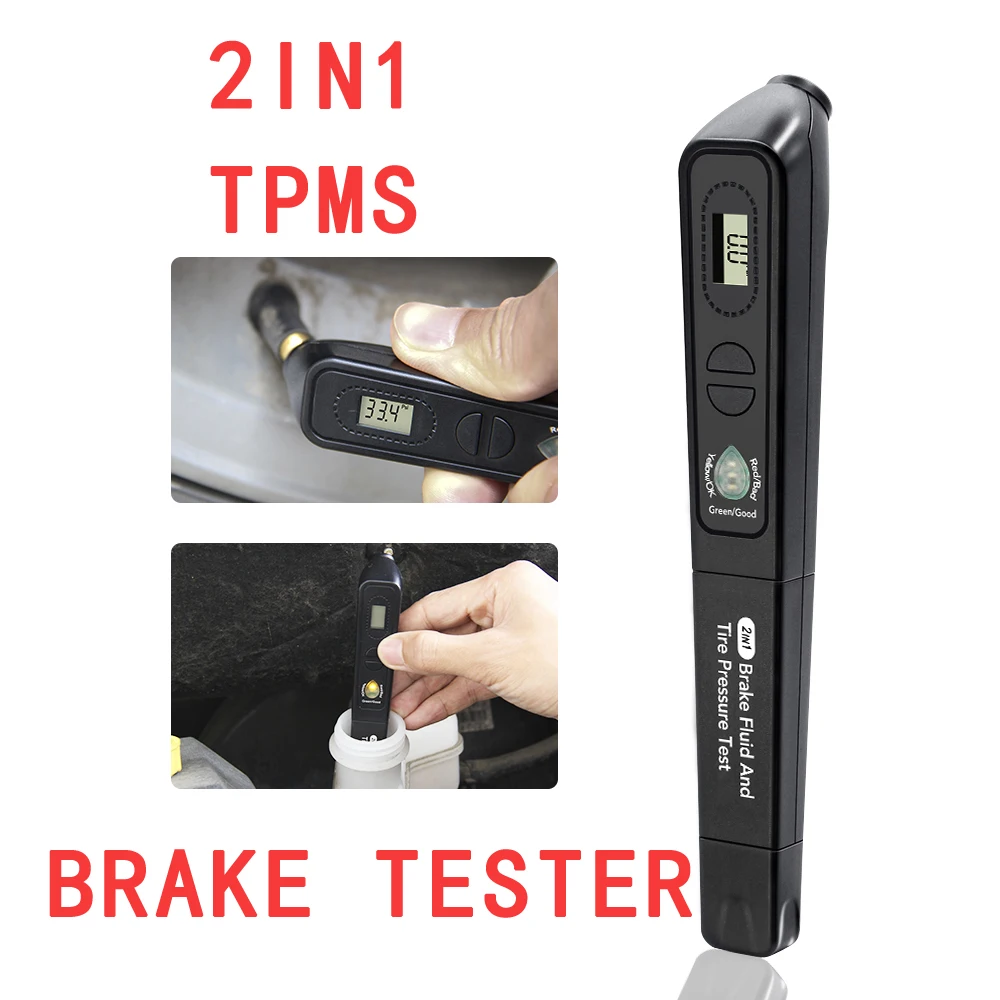Reifen druck tester TPMS Brems Flüssigkeit Flüssigkeit Tester Stift 2 IN1 Auto Diagnose Werkzeug Mit 5 LED Brems Flüssigkeit Auto tester Elm327 Reifen druck tester TPMS Brems Flüssigkeit Flüssigkeit Tester Stift 2 IN1 Auto Diagnose Werkzeug Mit 5 LED Brems Flüssigkeit Auto tester Elm327