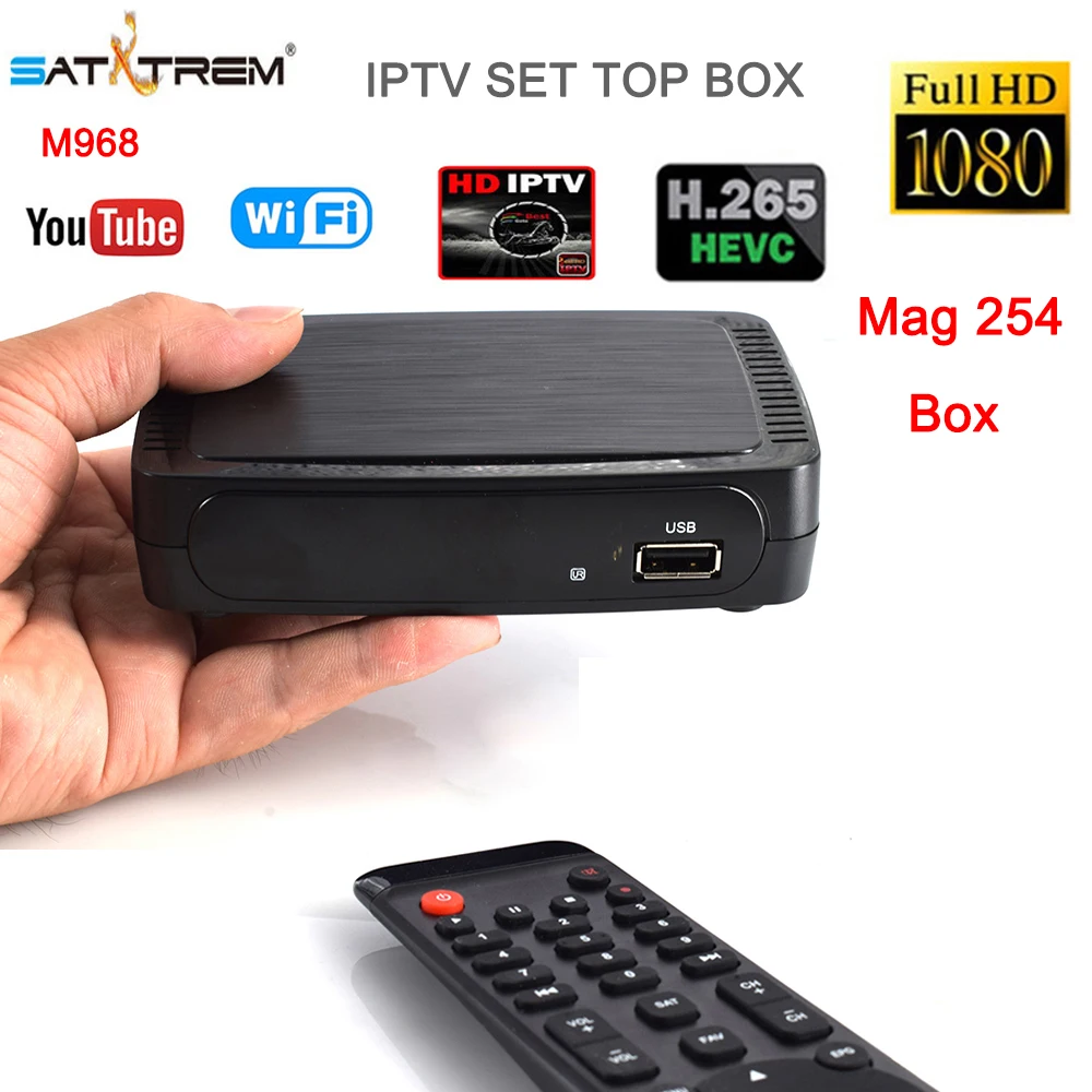Satxtrem M968 IPTV Set Top Box Full HD 1080P H.265 media player with 1 Year European IPTV
