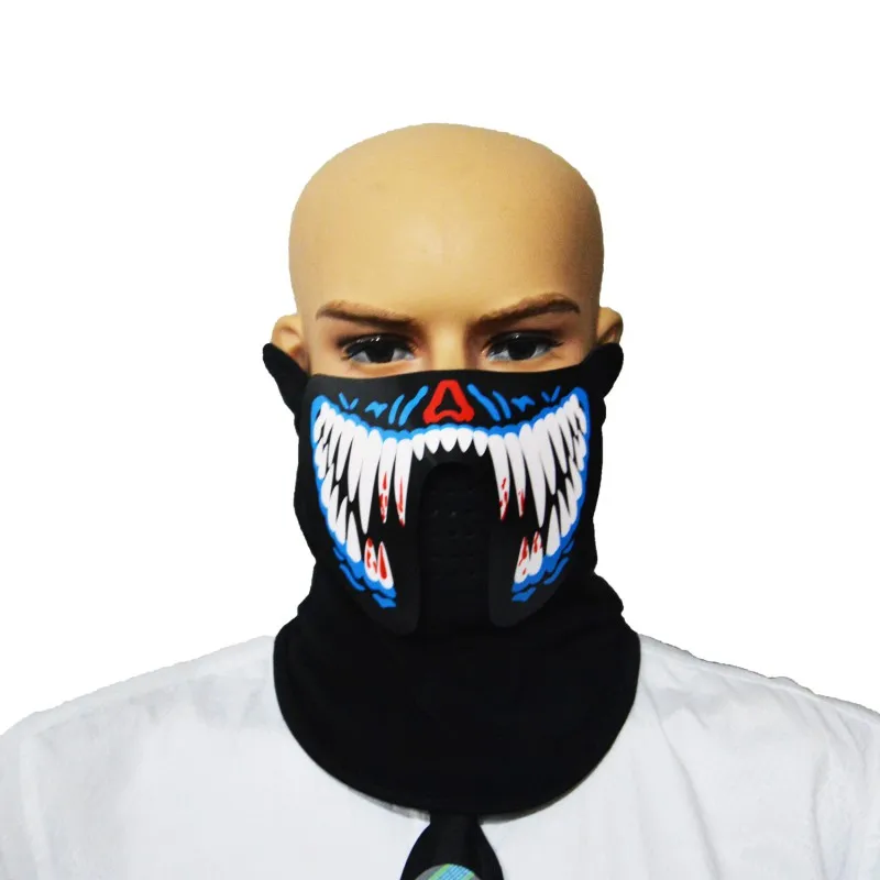 Светодиодный маски Костюмы большой террористические маски холодной светильник шлем огонь фестиваль вечерние светящаяся танцевальная устойчивый голосовой активации музыки маска