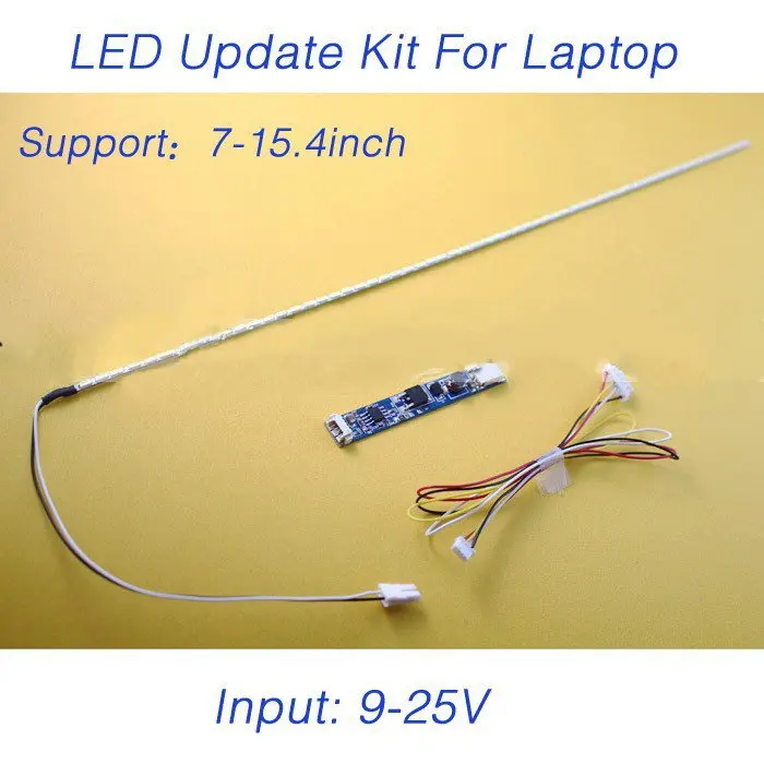 

5pcs x LCD Laptop Dimable LED Backlight Lamps Adjustable Light Update Kit Strip+Board 9-25V Input Free Shipping
