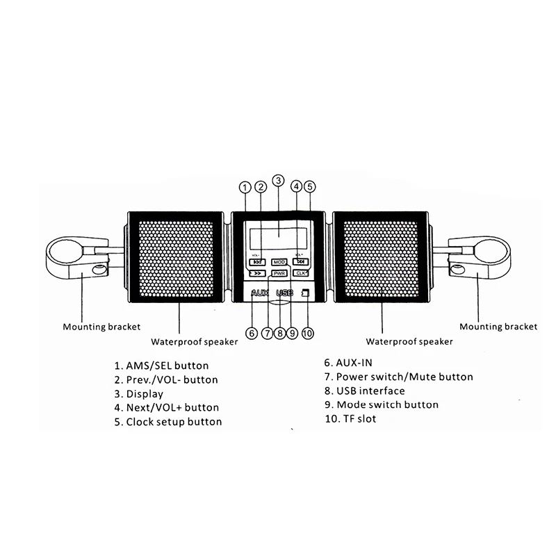 Doitop Водонепроницаемый мотоцикл Bluetooth Колонки аудио Радио звук Системы стерео Колонки MP3 USB Поддержка карты памяти с fm Радио