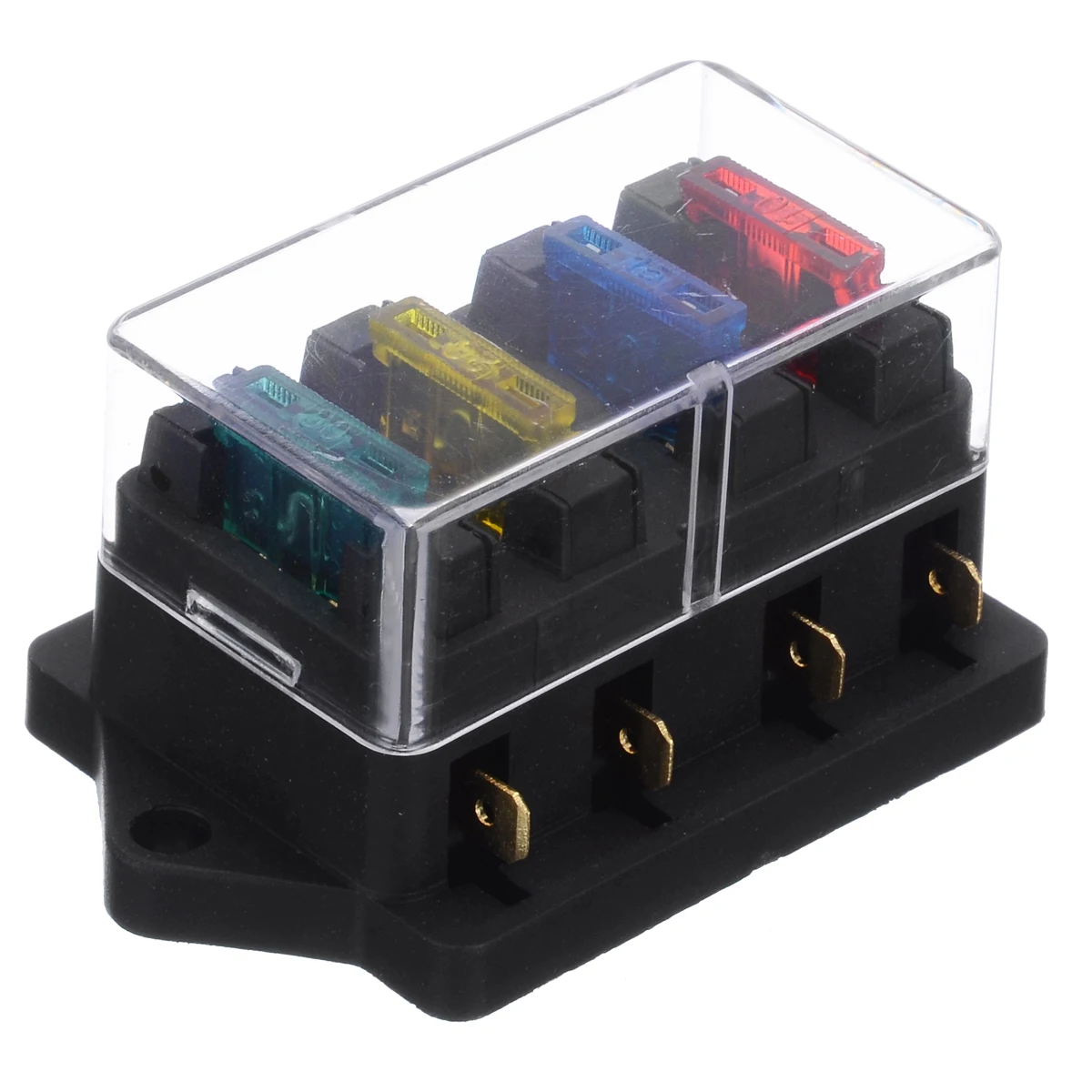 High Quality 12V/24V 4 Way Car Truck Auto Blade Fuse Box Holder Circuit Standard ATO Up to 40A with 4Pcs Fuse