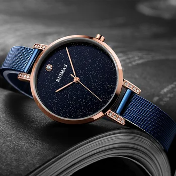 

Ruimas Luxury Rose Gold Women Watches Minimalism Starry sky Magnet Buckle Fashion Casual Female Wristwatch Wristwatch for Lady