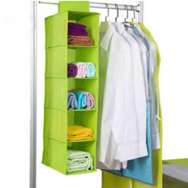 5 Layers Foldable Underwear Socks Small Items Hanging Bag Storage 5 Layers Foldable Underwear Socks Small Items Hanging Bag Storage Box Non Woven Fabric Wardrobe