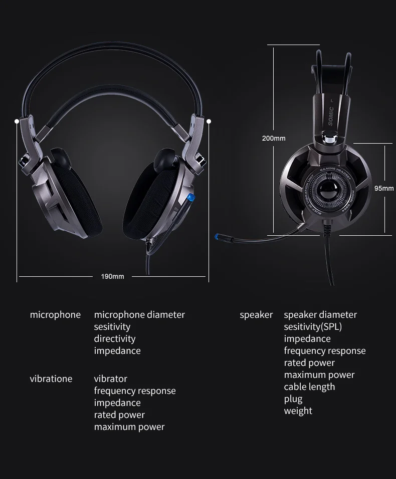 SOMIC G954, игровая Вибрирующая гарнитура, 7,1, виртуальная объемная USB игра, наушники с микрофоном для компьютера, ноутбука, геймера