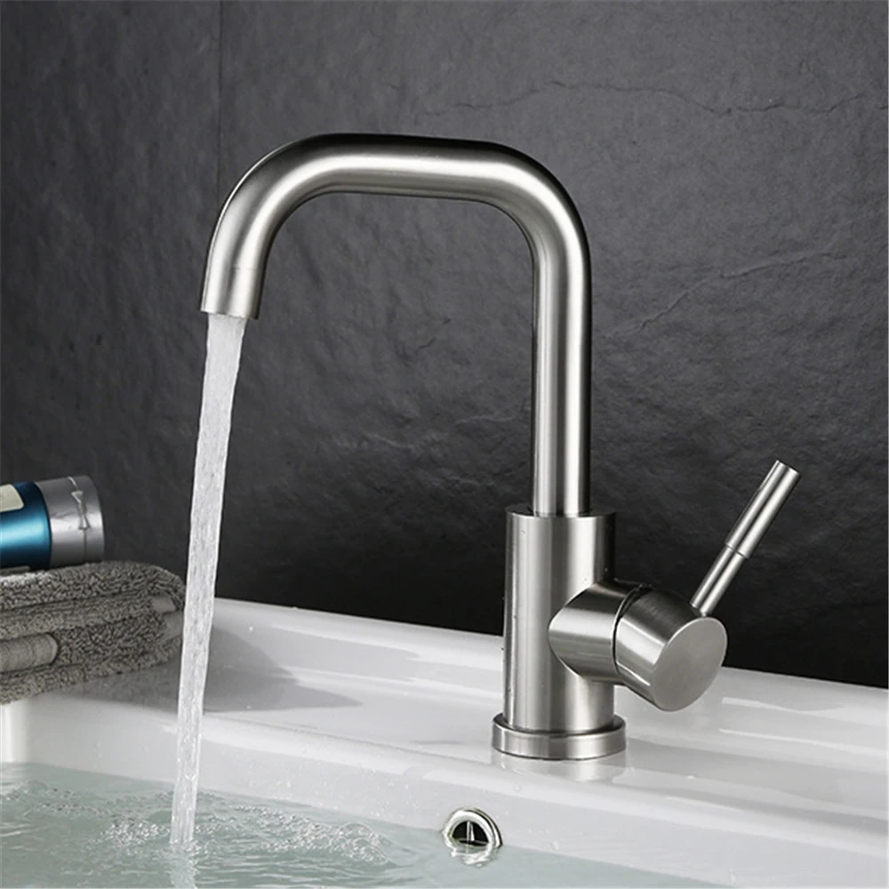 Одноручный вращающийся кран для ванной комнаты из высококачественной нержавеющей стали смеситель для воды