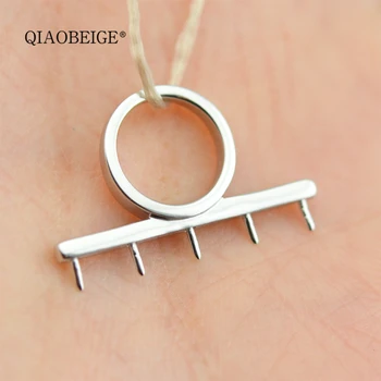

QIAOBEIGE pendants jewelry making diy 5 small pearls accessory Classic 925 Sterling Silver balance beam Pendant Necklace Women
