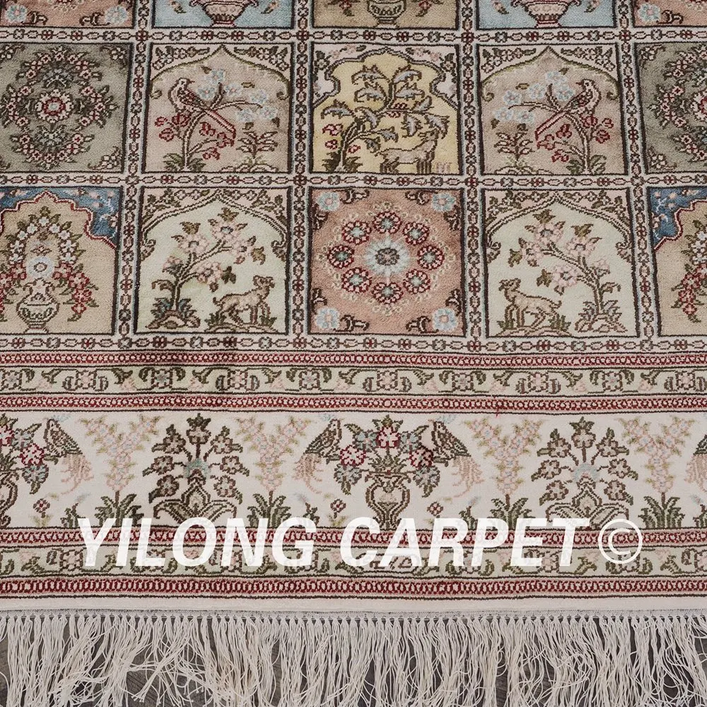 YILONG 4 'x 6 'isfahan ковер из шелка всесезонный ручной работы утонченный с узелками