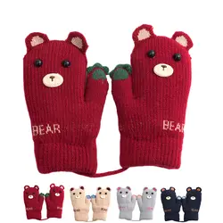 Для Мальчиков И Девочек Носки с рисунком медведя из мультфильма теплые вязаные перчатки висит средства ухода за кожей Шеи Детские Зимние