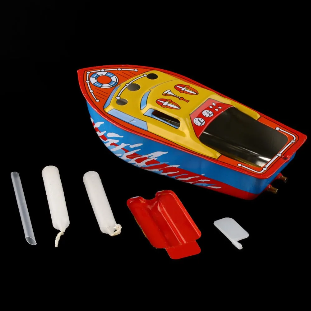 Vintage Steam Power Boat Model Scientific Education Tin Candle Boat Classic Toy Kids Gift Ship Collectable Tin Toy