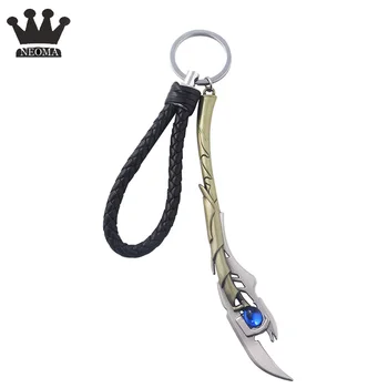 

10Pcs/lot Evil Loki Scepter Keychain Keyring Superhero Loki Weapon Leather Rope KeyChain For Keys Holder Jewelry
