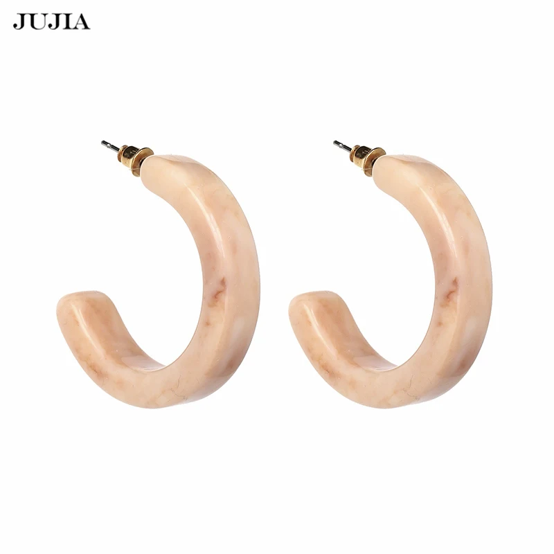 

JUJIA Hot Sale Women Vintage Statement Resin Earring Trend Fashion Acrylic Hoop Earrings For Women Jewelry