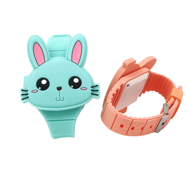 Droppshiping 1 Pcs Kids LED Electronic Watch Silicone Band Cartoon Rabbit Flip Case Wrist Watch Lovely Gift dg88 afbeelding