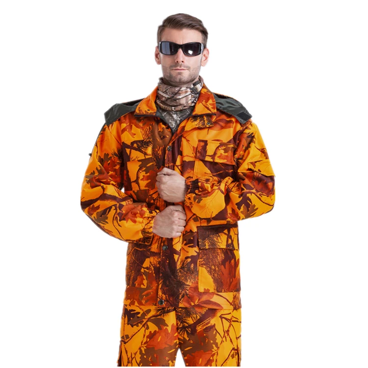 Кленовый лист бионичекий Камуфляж Охота рыболовный костюм оранжевый Камуфляж с капюшоном костюм ветрозащитный водонепроницаемый рыболовный костюм прочная куртка брюки